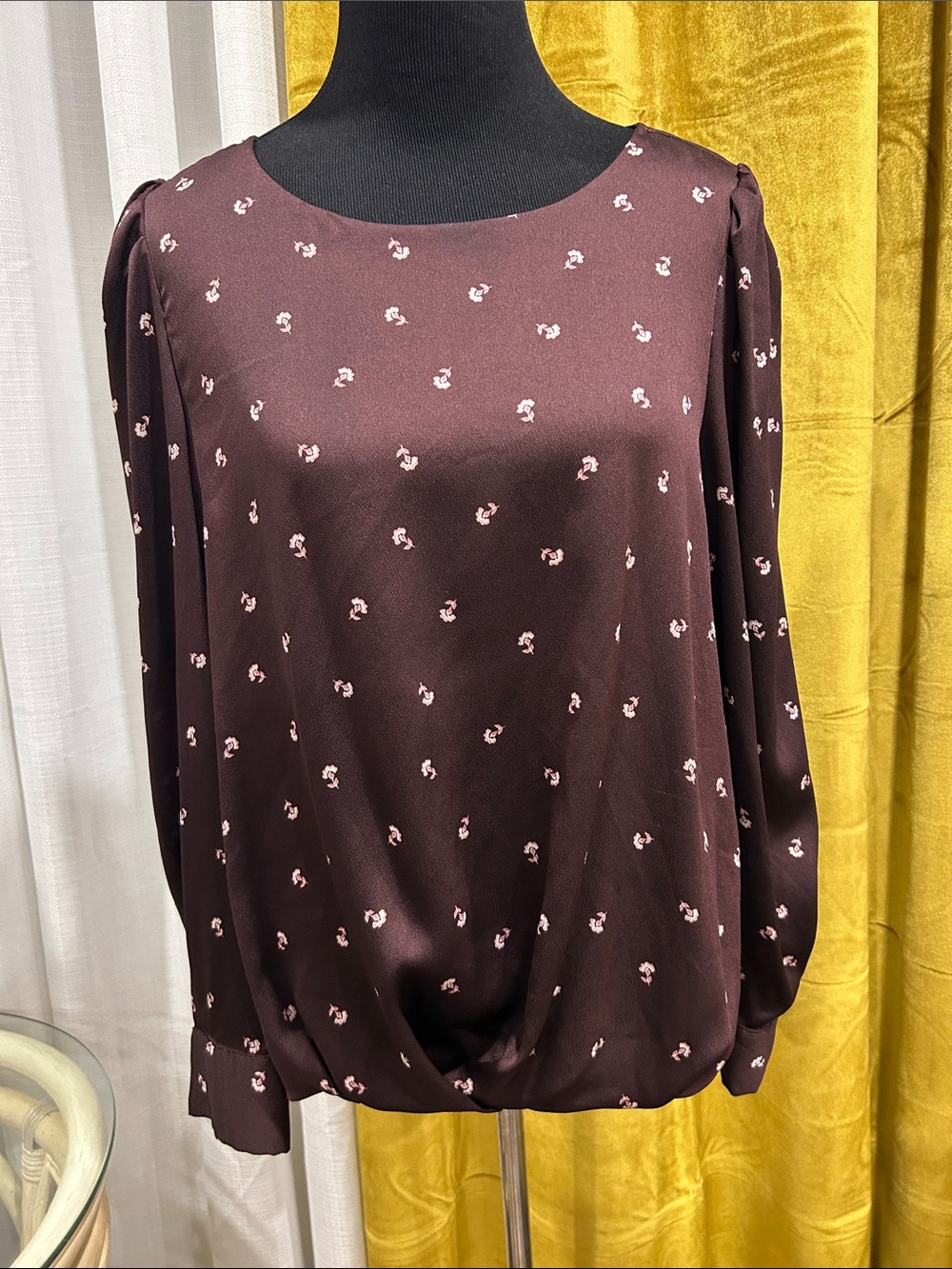 Vince Camuto Women’s Brown Floral Long-Sleeve Blouse